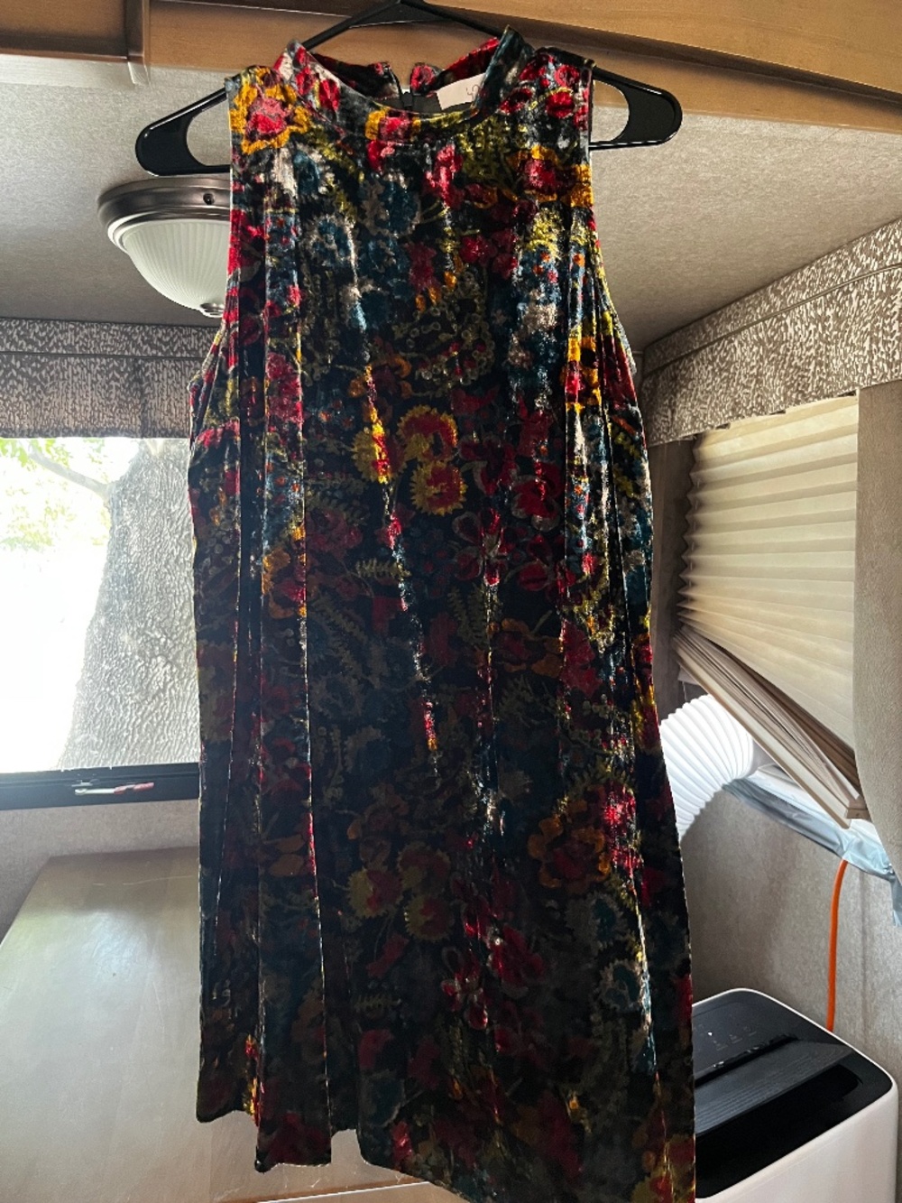 LOFT floral velvet sleeveless mini dress